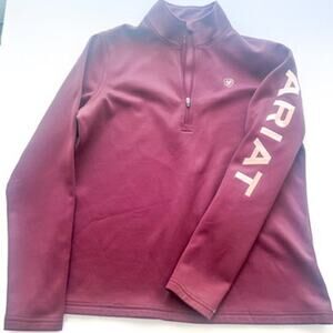 Maroon Ariat Embroidered 1/4 Zip Pullover Women's Cold Series Jacket Medium